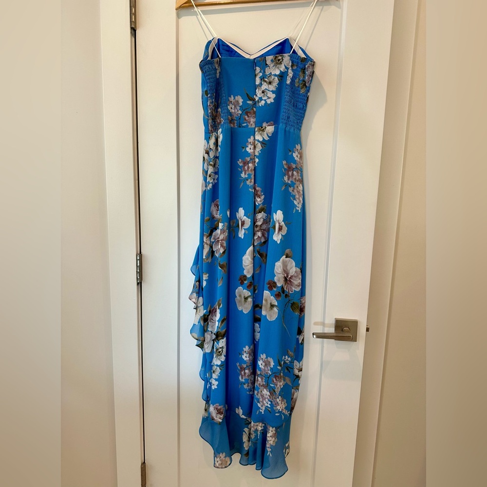 Amanda Uprichard Eden Blue Strapless Asymmetrical Cocktail Dress - Picture 5 of 7